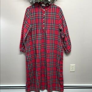 L. L. Bean Classic Long Scotch Flannel Plaid Nightgown Pockets S Petite